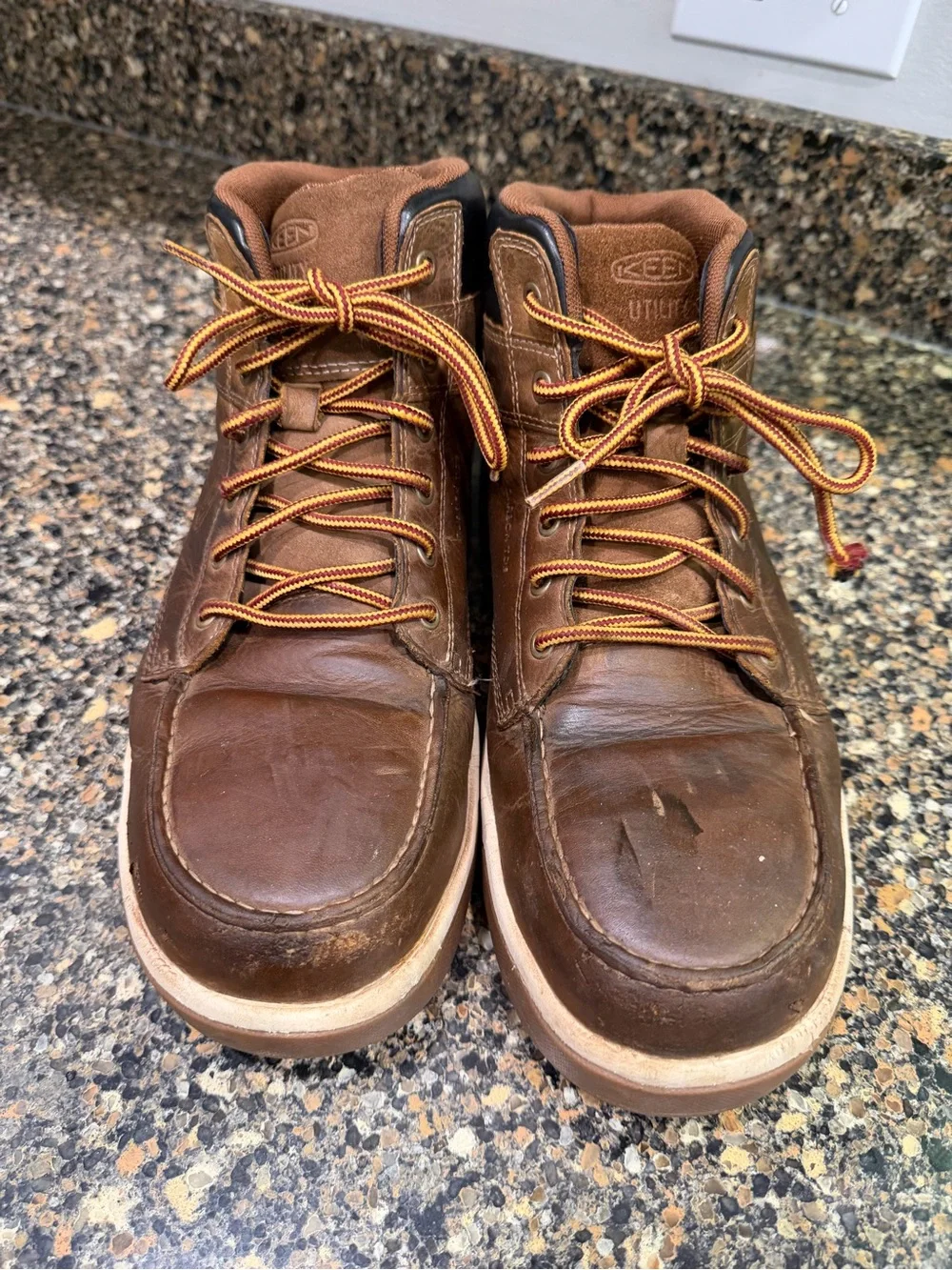 KEEN Men's Brown Leather Lace-Up work Boots 10EE